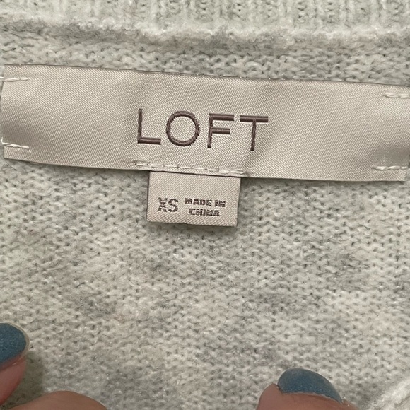 LOFT Polar Bear Pullover Sweater Silver Frost Heather XS Wool Blend - Picture 5 of 7